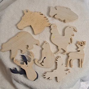 Hand Crafted Wood Cut Ornaments Animals Birds Fish Hanging Decorative NWOT